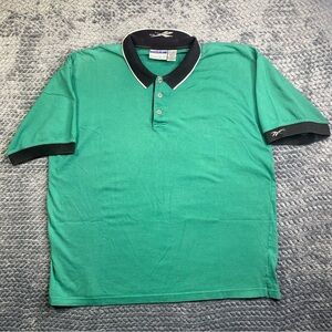 Vintage 90s Reebok Logo Golf Short Sleeve Polo Shirt Size XXL Green Black VTG